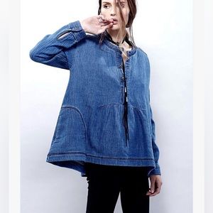 Free People Blue Denim Blouse